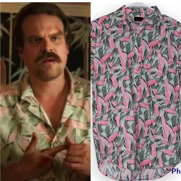 Stranger Things Pink Green Print Top size S - Picture 3 of 3